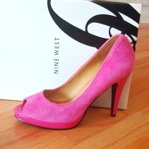 Nine West suede platform PINK heels